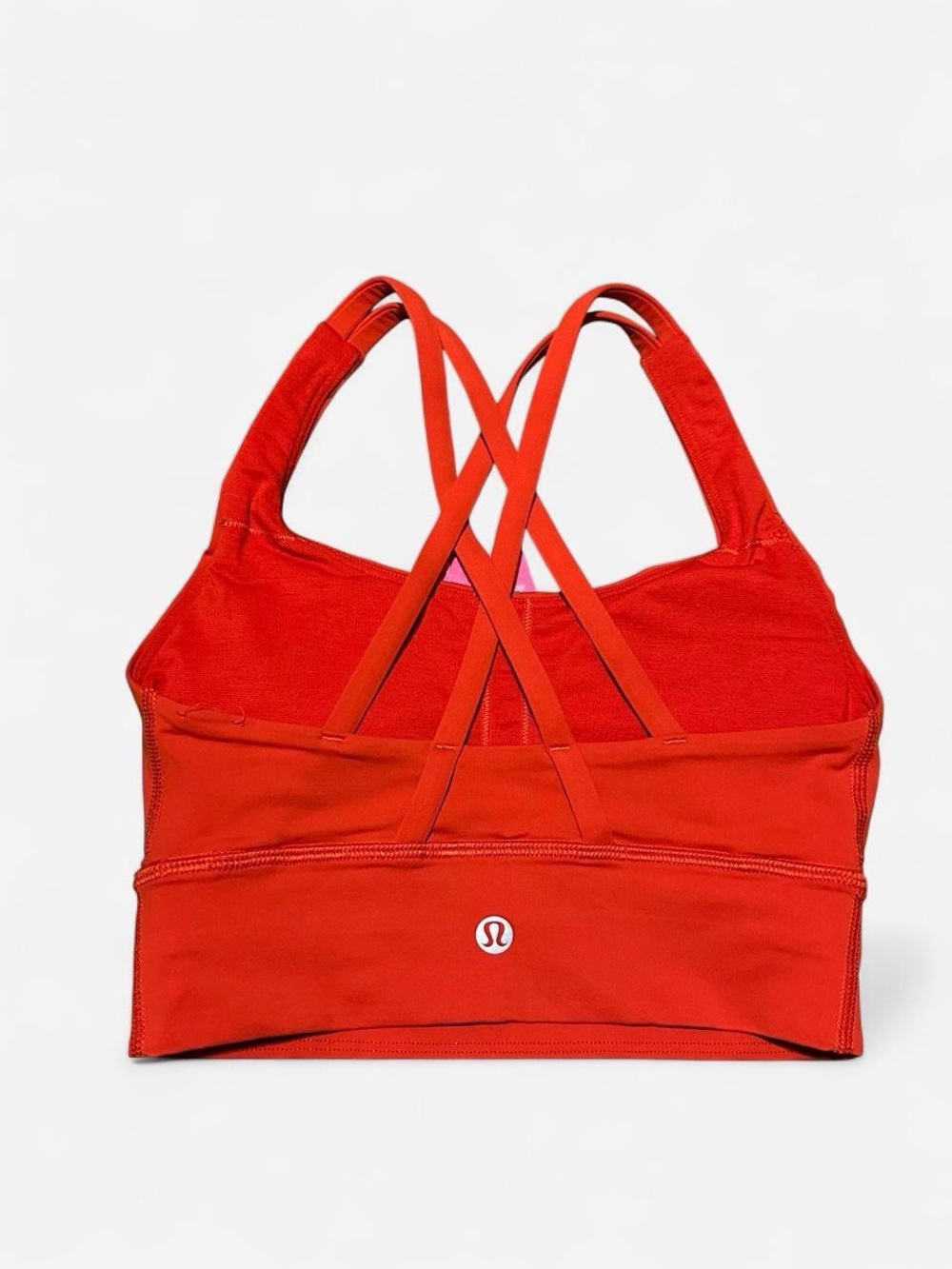 Lululemon Energy Bra Longline Cayenne Orange Red Strappy Sports Bra Size 2